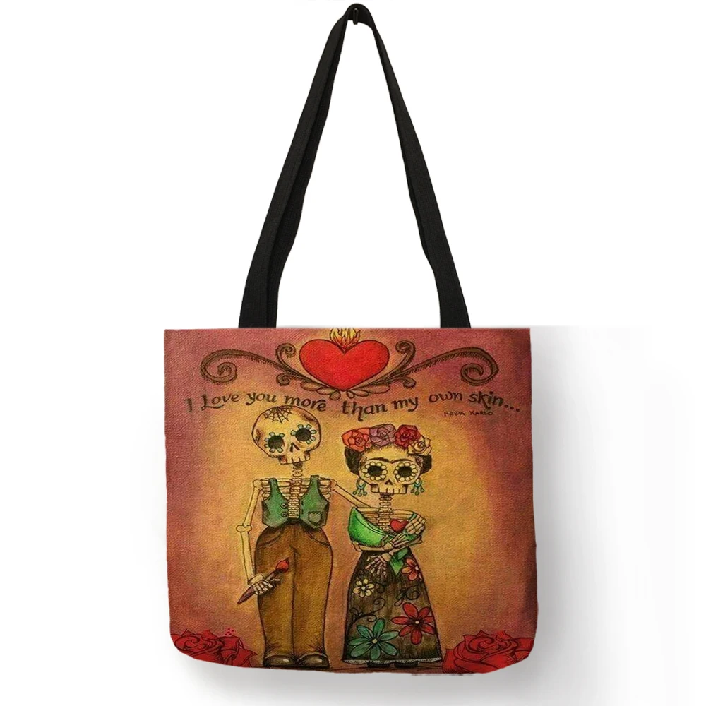 Customized Candy Skull Girl Print Women Bag For Beach 2019 Handbags Women's Shoulder Bags  For School Traveling B06088