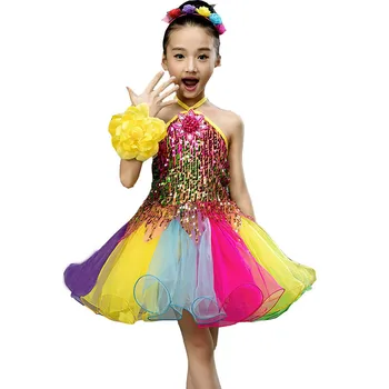

Sequins Girls Ballet Dress For Children Chorus Dance Dress Ballet Costumes For Girls Tutu Dance Kids Stage Dancewear Performance