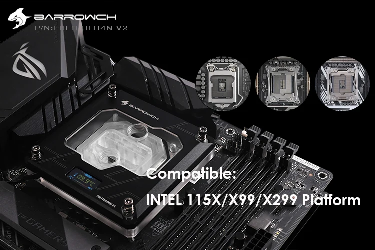 Barrowch водяное FBLTFHI-04N V2 Процессор кулер для Intel 115X X99 X299 температура платформа экран Поддержка синхронизации материнская плата