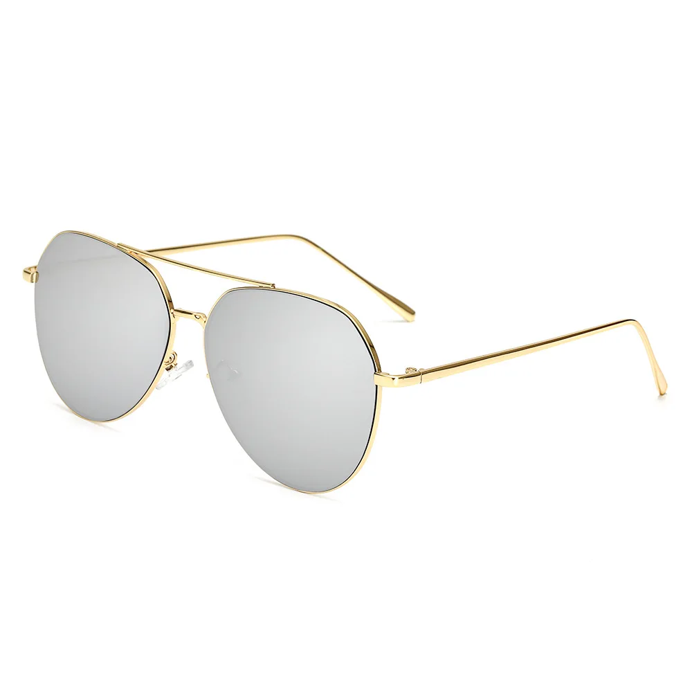 Дизайнерские пилотные Овальные Солнцезащитные очки женские мужские солнцезащитные очки авиационный металлический каркас зеркало для вождения женское стекло es - Цвет линз: Silver