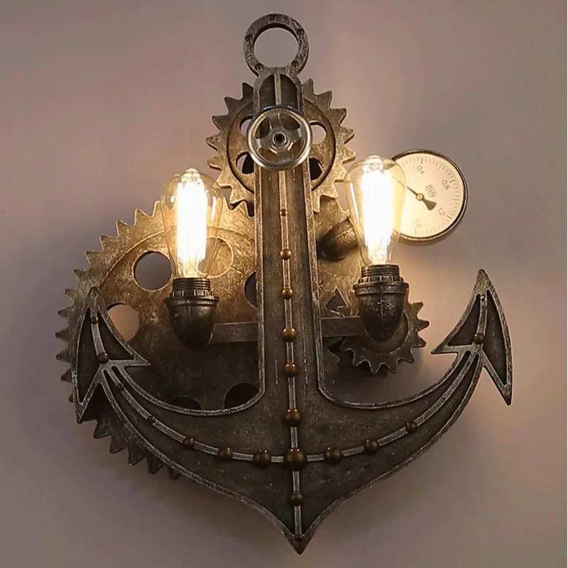 

American style iron industrial wind Wall Lamps retro bar restaurant corridor aisle lamp personality gear rotary art LU80253