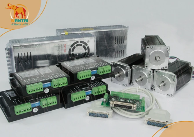 Wantai 4 осевой шаговый двигатель Nema23 57BYGH627 128 нм 350 In 76 мм 3 А + Драйвер DQ542MA a микро блок