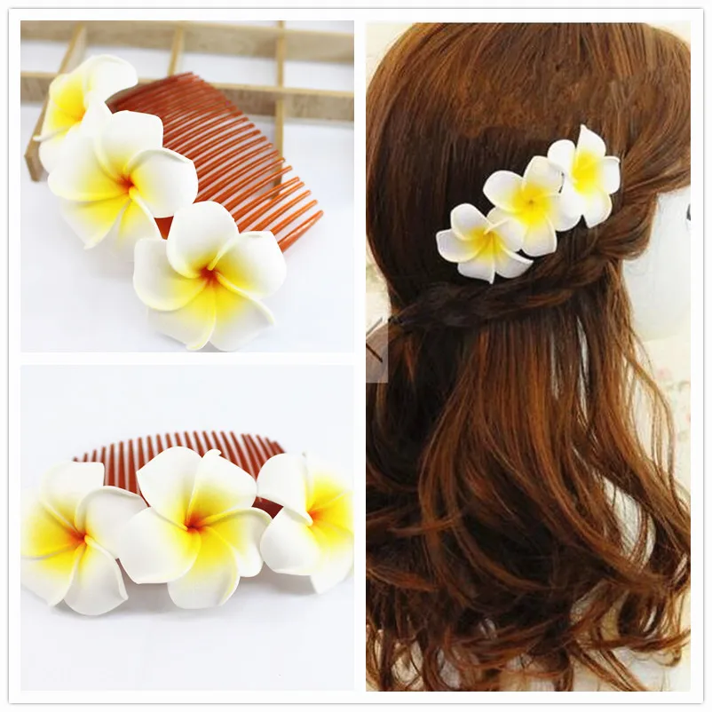 banana hair clips 2 pcs 6.5cm new Fashion  Foam Hawaiian Cherry blossoms Foam Hawaiian Plumeria flower hairpin Frangipani Flower bridal hair clip bridal hair clip