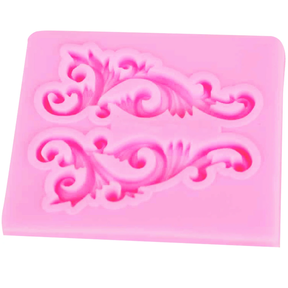 M667 Baroque Scrolls Cake Border Silicone Molds Clay Molds Fondant Cake Decorating Tools Gumpaste Chocolate Candy Moulds