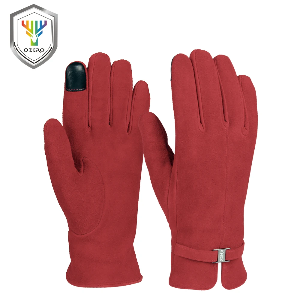 Ozero Women Winter Gloves Deerskin Leather Texting Gloves For Touch Screen Windproof Screen