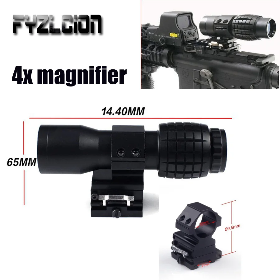 

Tactical Hunting Airgun Air Rifle Picatinny Weaver Rail Mount 4X Magnifier Scope Sight Agnifying Focus Adjusted Mount Scope
