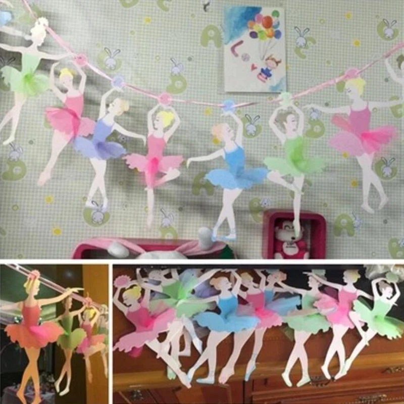 

SOLEDI Bunting Banner Paper Flag Ballerina Girl Wedding String Flag Decors Supplies