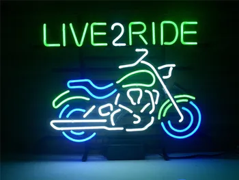 

NEON SIGN HARLEY MOTORCYCLE LOVE 2 RIDE RIDE EM HARD Signboard REAL GLASS BEER BAR PUB display outdoor Light Signs 17*14"