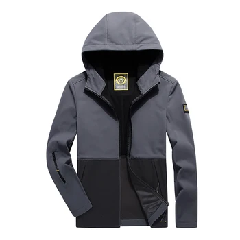 

Softshell Jacket Men Patchwork Fleece Men's Windbreakers Hooded Jackets for men Military Bomber Autumn Coat Plus Size 4XL