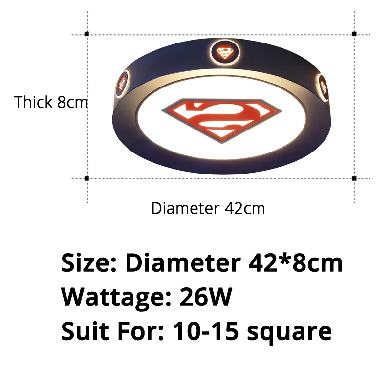 Светодиодная Люстра для детей, спальни, кабинета, дистанционного управления, современное освещение, лампа Plafonnier Avize Lampadari Luminaria - Цвет абажура: Superman  42x8cm 26w