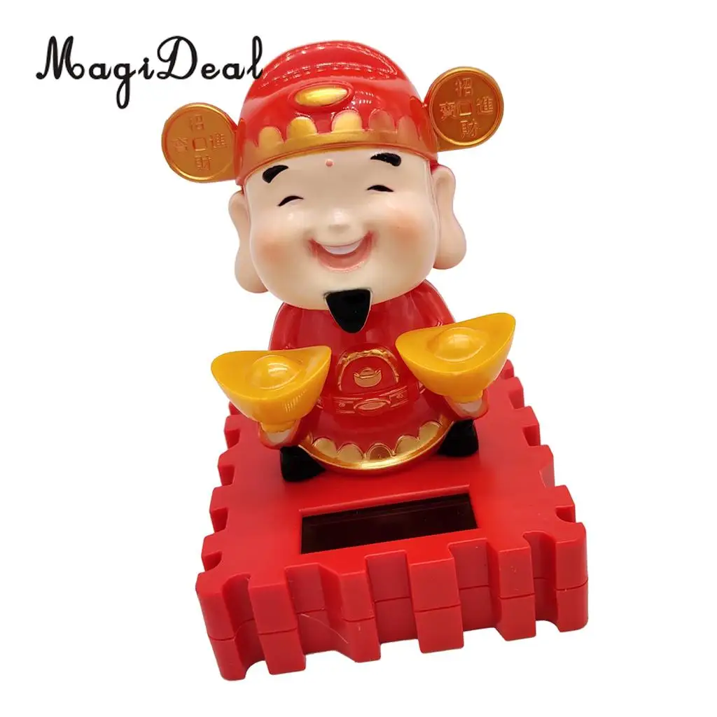 Solar Power Dancing God of Wealth & Fortune Model Swing Figure Statue Figurine Kid Science Toy Xmas Gift Home Car Desk Decor #B