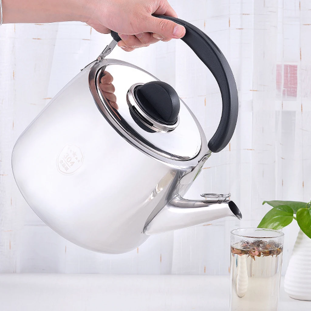 Stainless Steel Whistling Kettle Tea Pot with PP plastic grooved handle stove Kitchen Teakettles For Gas Electric Hobs