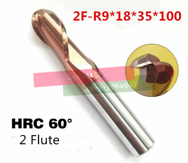 2f-r9*18*35*100 HRC60, карбид площадь пониженной конец Дробилки покрытие: nano Два Флейта диаметр 18 мм, пена, скучно крючок, станок, машина