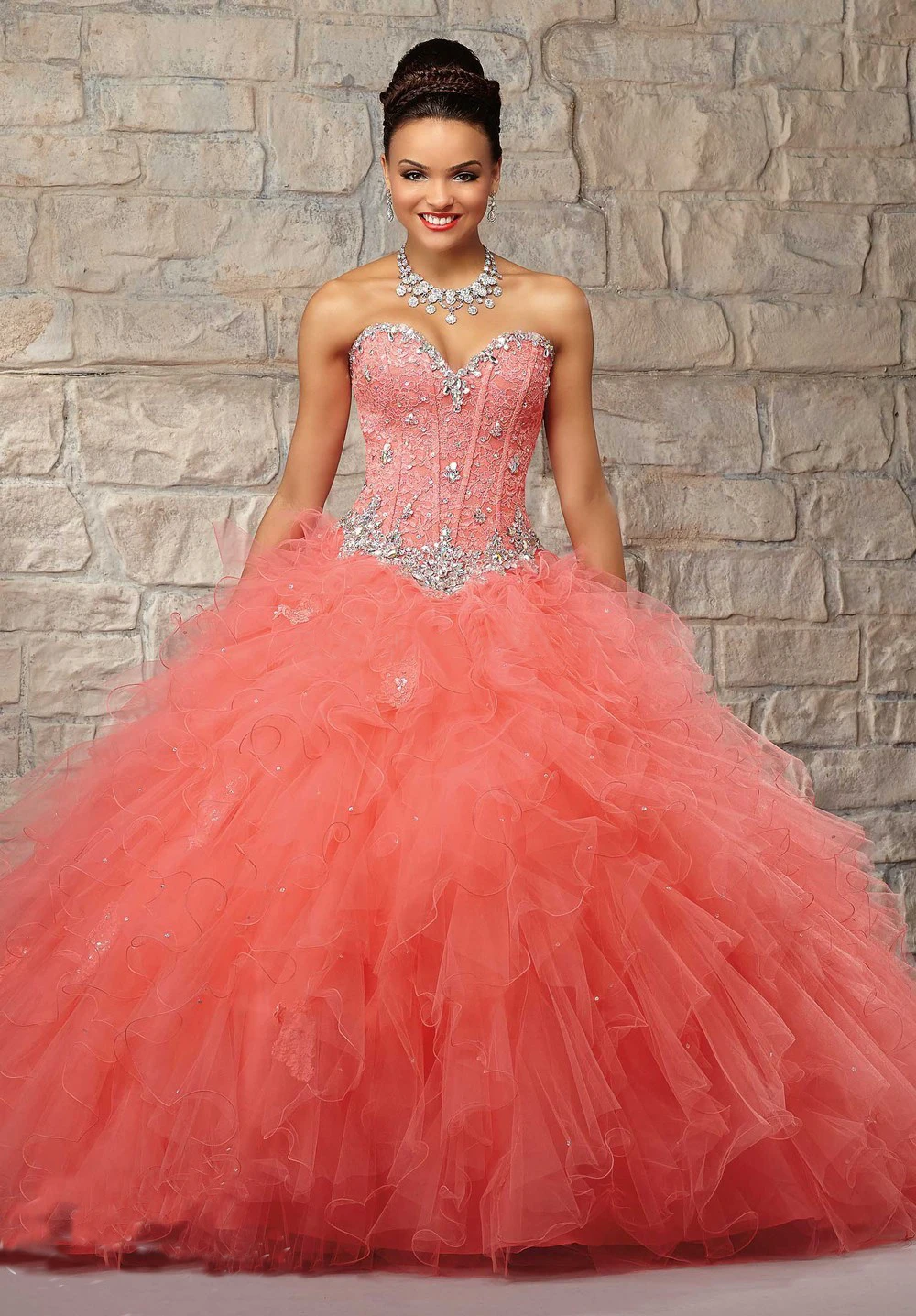 Fashion style Quinceanera orange dress for girls Fashion week Quinceanera orange dress for girls