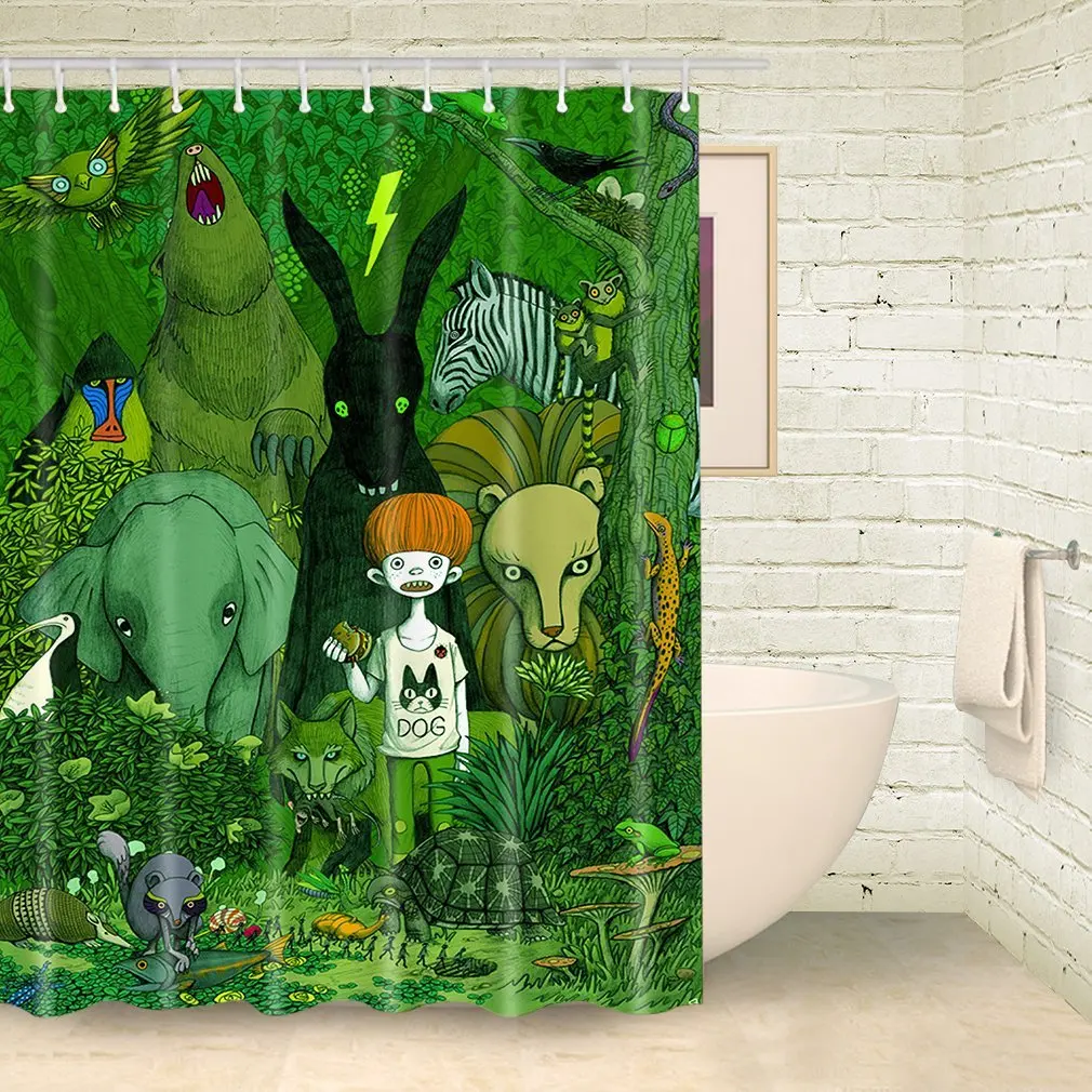 Wild Animals Forest Shower Curtain 100 Fabric Polyester Mildew