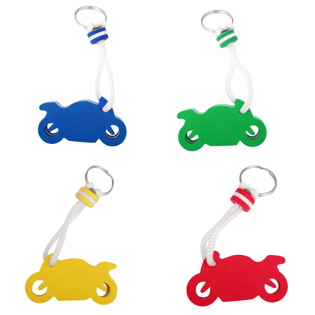 4 Count EVA Foam Floating Keychain Key Chain Marine Boat Kayak Keyring Water Buoy Floats  Motorbike Shape