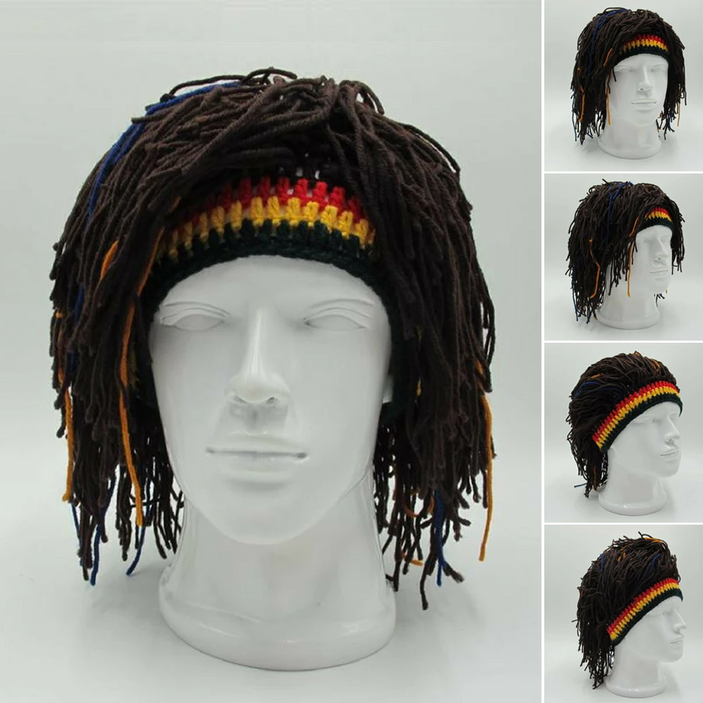 Регги дреды унисекс ямайская вязаная шапка-парик плетеная шляпа раста Hair Hat