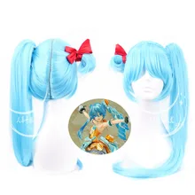 Hatsune Miku hair jewelry 430g 100cm synthetic straight hair accessories extension for cosplay wigs
