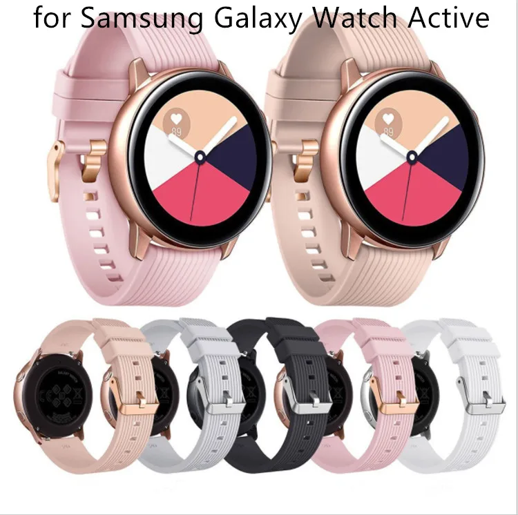 

5pcs New Arrival 20mm Soft Silicone Wristband Watch Strap Replacement Watchband for Samsung Galaxy Watch Active Sports Bracelet