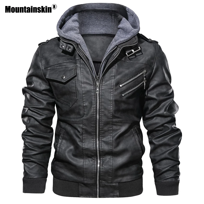 Mountainskin New Men's Leather Jackets Autumn Casual Motorcycle PU Jacket Biker Leather Coats Brand Clothing EU Size SA722