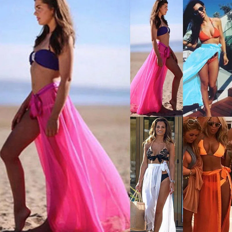Горячая Распродажа однотонные сетчатые женские Плавание одежда Bikini Cover Up прозрачное пляжное мини-накидка юбка, саронг Парео шорты
