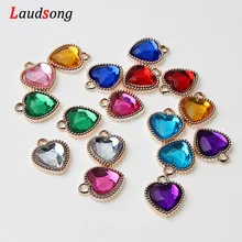 50 шт цвета розового золота пластиковые буровые подвески-шармы в форме сердца для изготовления ювелирных изделий Подвеска для браслета, ожерелья