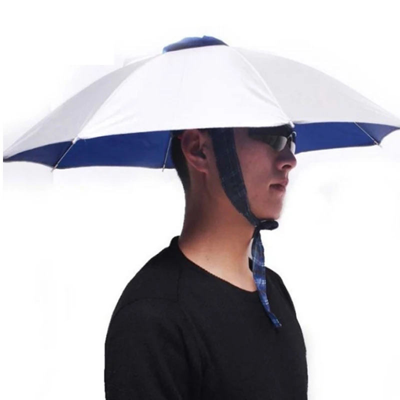 Foldable Umbrella Hat Cap for Fishing Hiking Beach Camping Head Outdoor Sports 