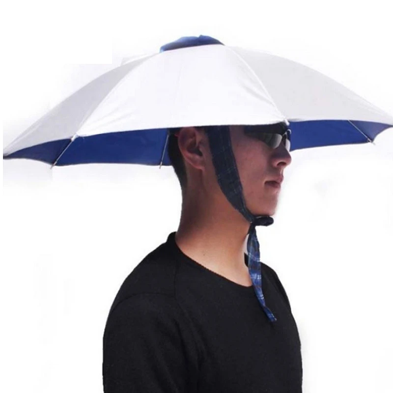 Foldable Outdoor Double Wind Rain Fishing Camping Umbrella Wearing Hat Beach Sun Foldable Outdoor Double Wind Rain Fishing Camping Umbrella Wearing Hat Beach Sun