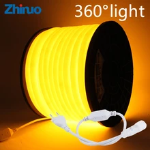 New LED Strip AC220V Round Two-wire Flexible Neon Lights Soft Wire IP65 Waterproof 120leds/m Flexible LED Light Lamp Outdoor
