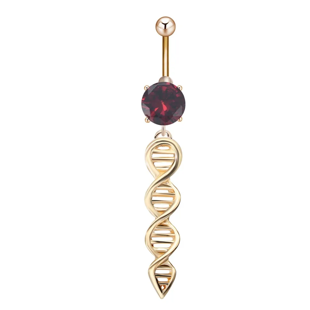 QIAMNI-10pcs-Gene-DNA-Red-Zircon-Barbell-Ring-Dangle-Pendant-Button-Navel-Belly-Girl-Women-Body