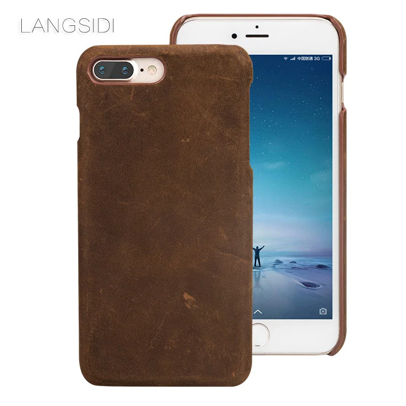 

wangcangli brand phone case leather retro phone shell For iPhone 7 Plus full hand-made For iPhone SE 5 5S 6 6S 8 Pllus X cover
