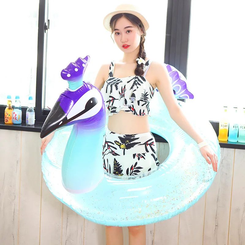 

175cm long Sequin Peacock Inflatable swimming circle Flamingo Unicorn Pool Float Adult swimming ring Pool Tube Pool Toys