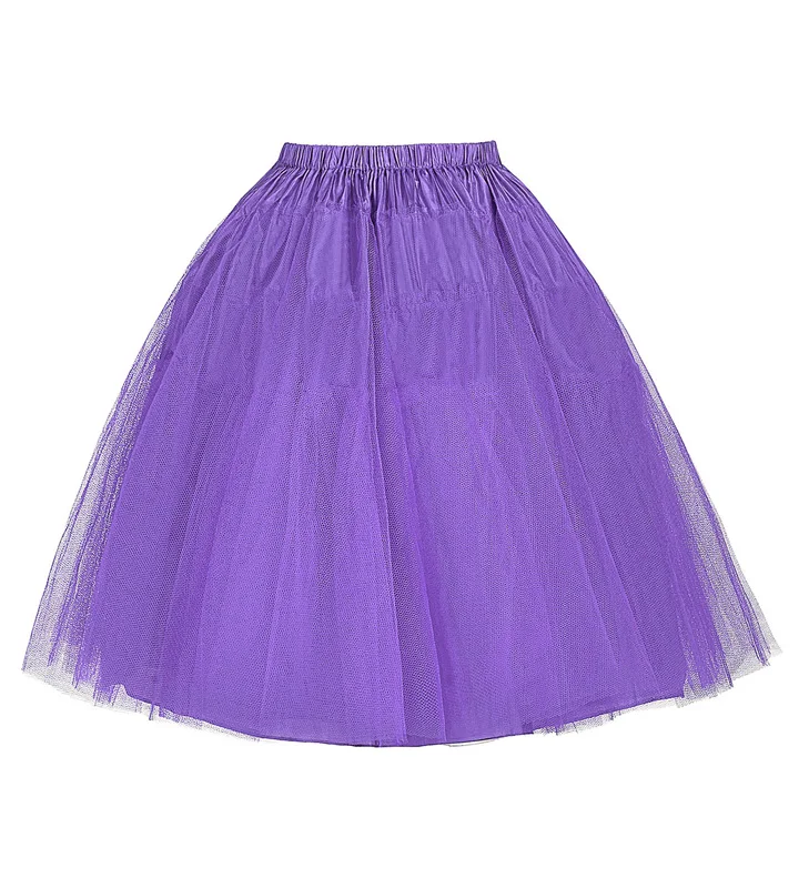 Belle Poque, цветная повседневная юбка в стиле ретро, юбка для женщин, Ретро стиль, кринолин, Femme Saias, 50 s, для вечеринки, выпускного, двухслойная Нижняя юбка - Цвет: 8 Medium Purple