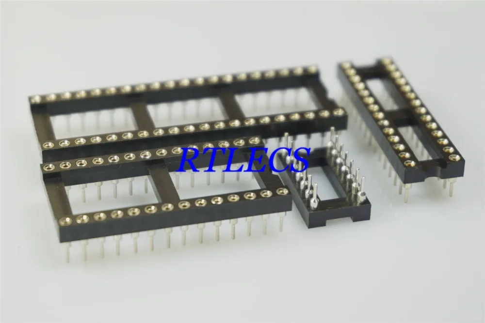 5PCS IC Sockets DIP-16 Machined Round Contact Pins Holes 2.54mm DIP16 DIP 16