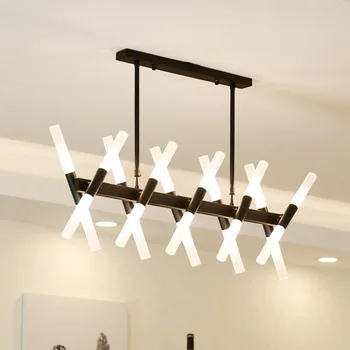 

Modern minimalist dining chandelier Rectangular living room LED lighting Creative personality art LED lights led lighting lamps