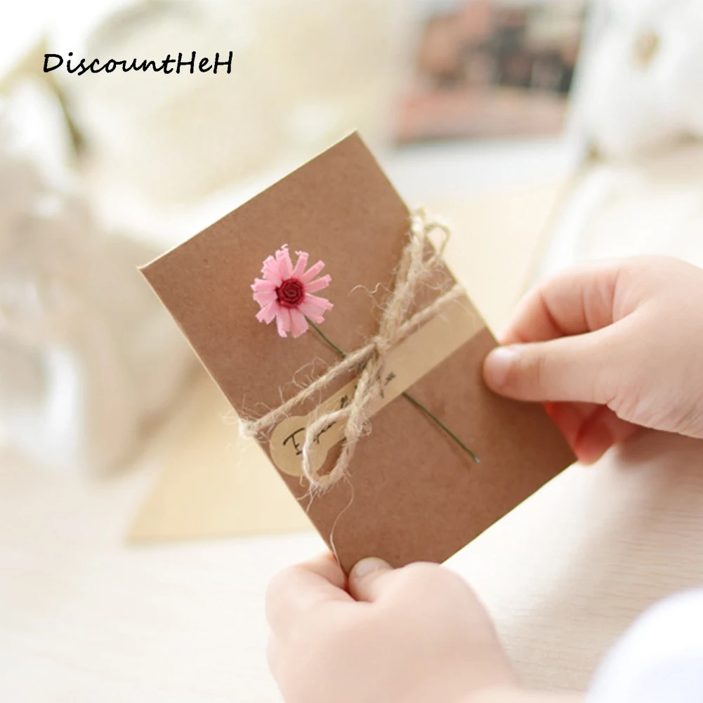 

DIY Greeting / Thank You / Blessing Flower Cards and envelope School Stationery Supplies random style