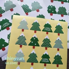 160 шт/партия зеленые Стикеры с новогодними елками чашки Подарочное запечатывание коробки стикер выпечки пакет торт коробка украшения