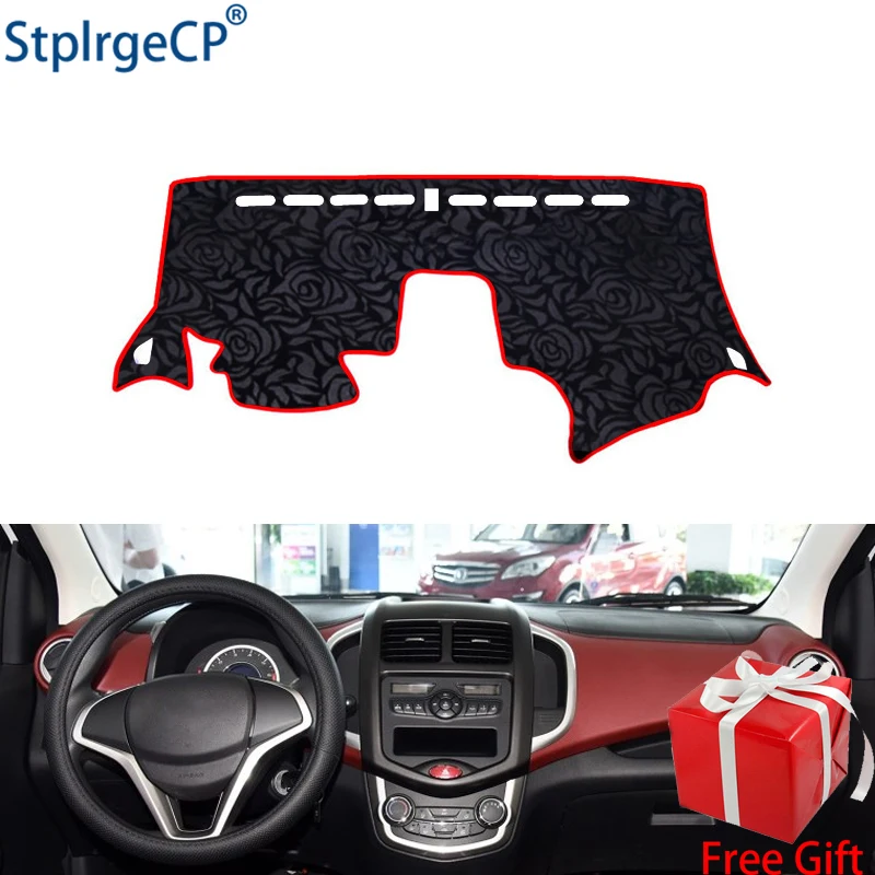 

Rose Pattern Non-slip Car Dashboard Cover Dash Mat Pad DashMat ANti-UV Car Sticker for changan benni EV 2014-2018 Car Styling