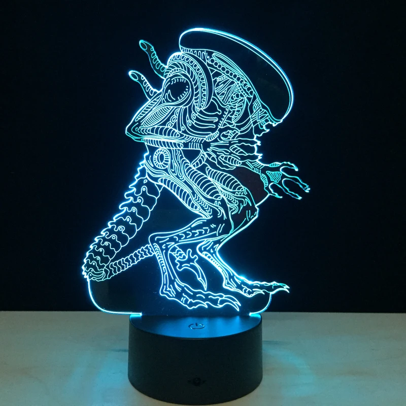 Чужой против Хищника 3D освещение настроения лампа 7 цветов Изменение Lamparas с usb-кабелем подарок другу к дню рождения Домашний декор Прямая поставка