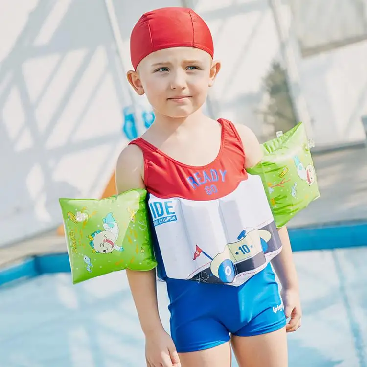 Kid's Swimsuit Sun Protection Flotation Swimwear with Swimming Cap and Armband 