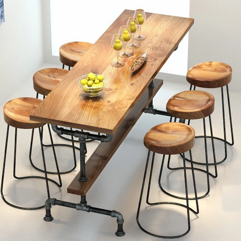 The village of retro furniture,Vintage metal bar table,anti rust treatment,bar stool,100% wooden & metal table,bar furniture set