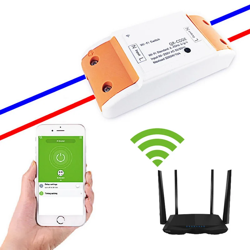 

Wifi Switch Remote Control Universal Smart Home Automation Module Timer Switch On/off Home Intelligent Wireless Timer AC 90-250V