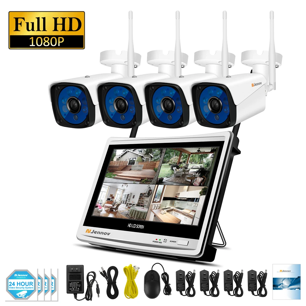 

Einnov 4CH 1080P Wireless Security CCTV IP Camera System NVR Monitor Wifi Video Surveillance Kit CCTV Set Camara Wi-fi Camara