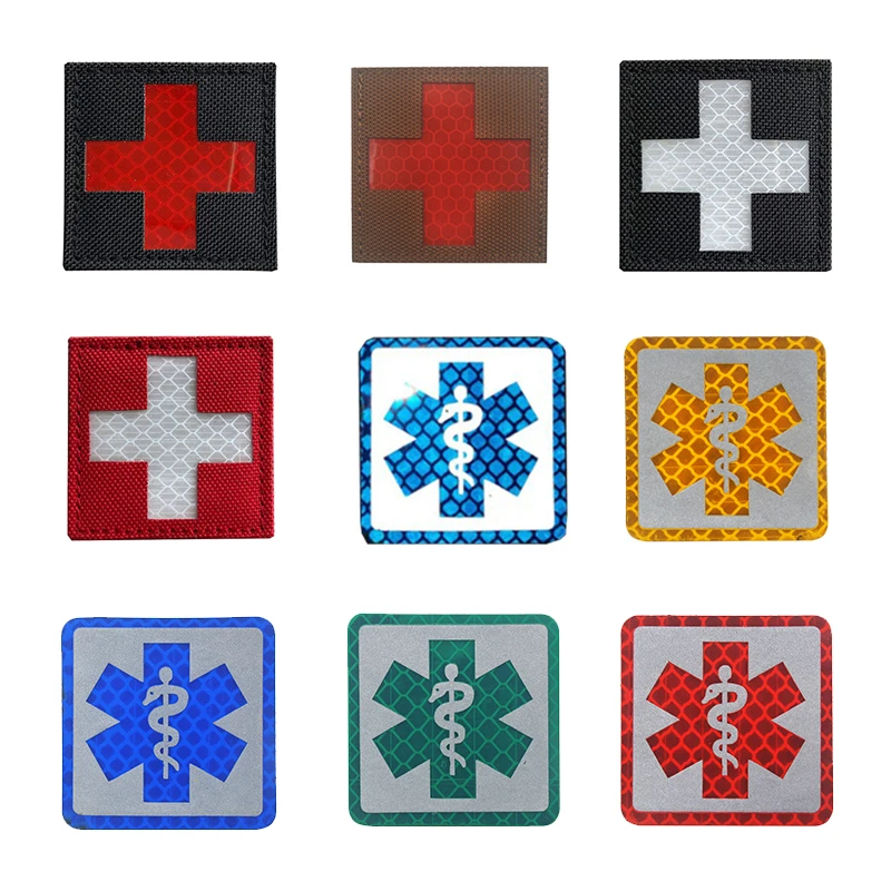 

pvc Reflective Medic EMT Star of Life Multicolor Rescue IR Chapter patches Army Cross Tactical Combat Emblem Applique Badge