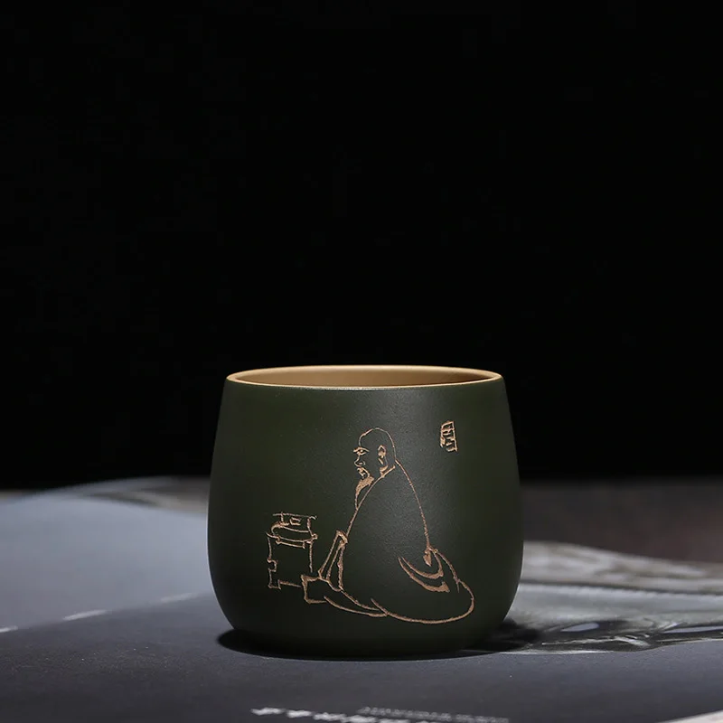 

PINNY 110ML Yixing Purple Clay Hand Portrayed Teacup Natural Ore Purple Sand Tea Cups Heat Resistant Tea Service Accessories