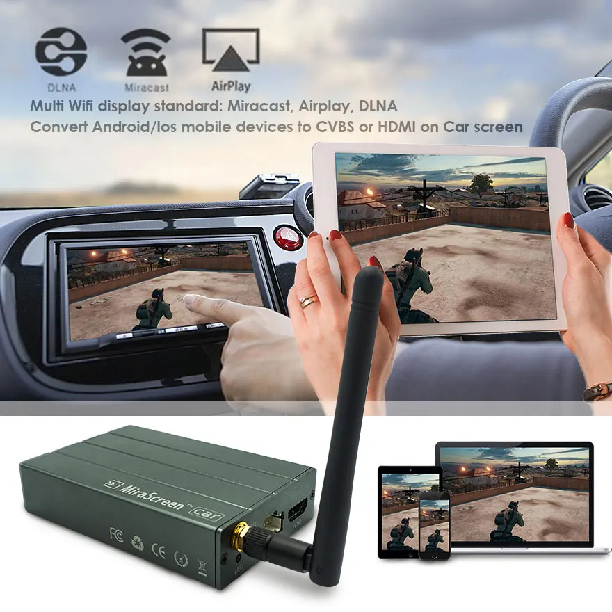 MiraScreen C1 автомобильный HDMI tv Stick WiFi дисплей ключ anycast Miracast мультимедийный зеркальный ящик Airplay для iOS Android Phone Pad tv