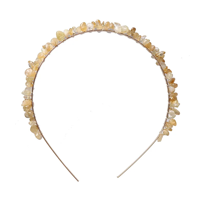 JUJIA дизайн модные элегантные украшения для волос в виде ракушки жемчуг ободки расшитые бисером для женщин богемный натуральный камень аксессуары для волос - Окраска металла: 90011-YE