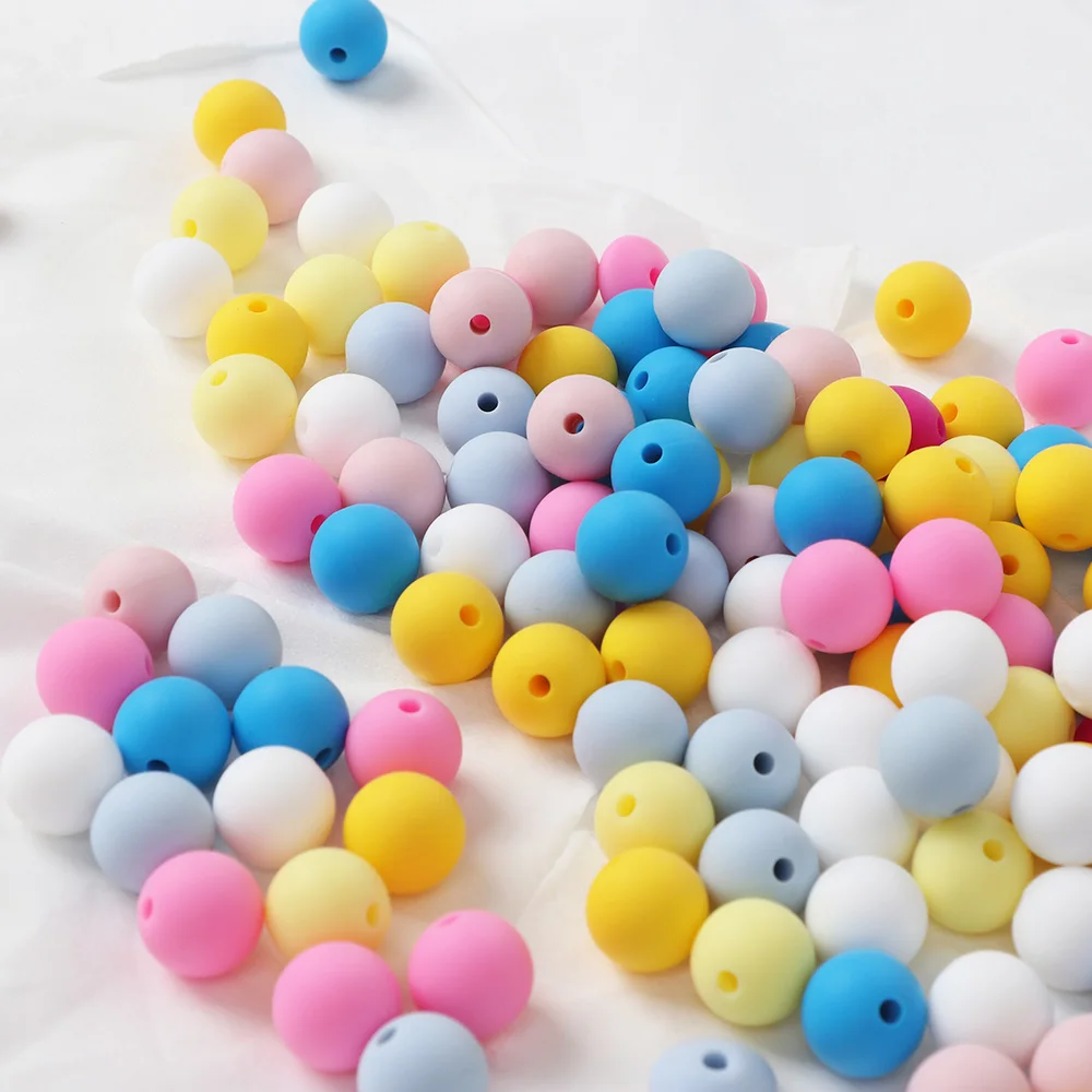 TYRY.HU 30pc Silicone Beads 15mm Pastel Yellow Teether Bead DIY Chew Necklace Charms Pacifier Clip Bead