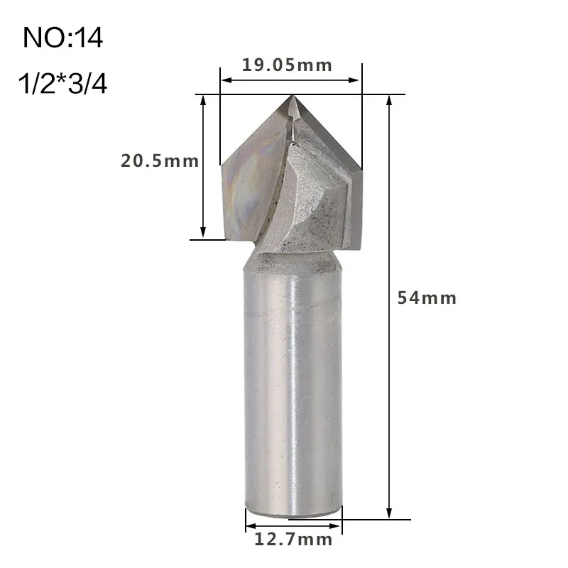 1 шт. 1/" 1/4" хвостовик промышленного класса фрезы для дерева 90 градусов V тип долбежный резак Вольфрам деревообрабатывающий резной инструмент - Длина режущей кромки: NO14