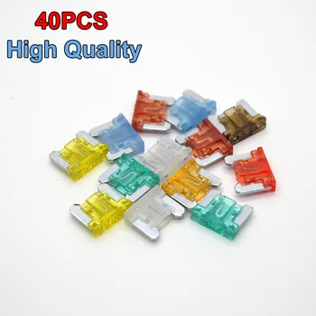 

40PCS/Lot Assorted Mini Size Type Auto Car Boats Trucks Blade Fuses 5 7.5 10 15 20 25 30 40 AMP
